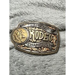 Allstate Rodeo Champion Belt Buckle 2012 Bull Riding Western Cowboy 3in